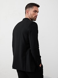 Tailored-Fit Luxe Crosshatch Light Gray Suit Jacket