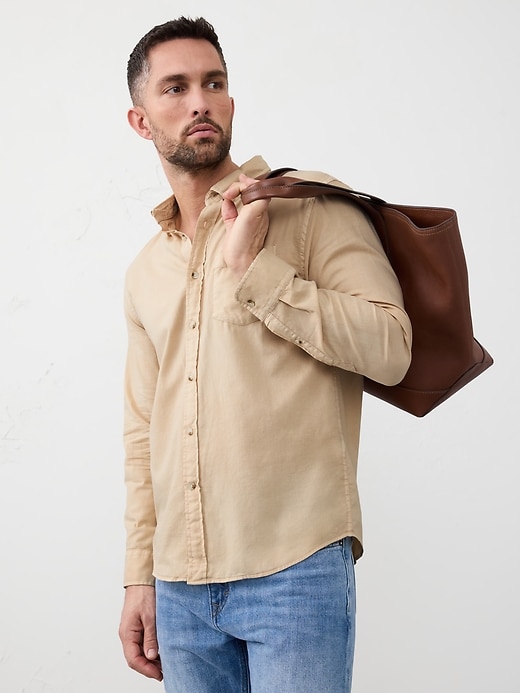 Slim-Fit Linen-Blend Shirt