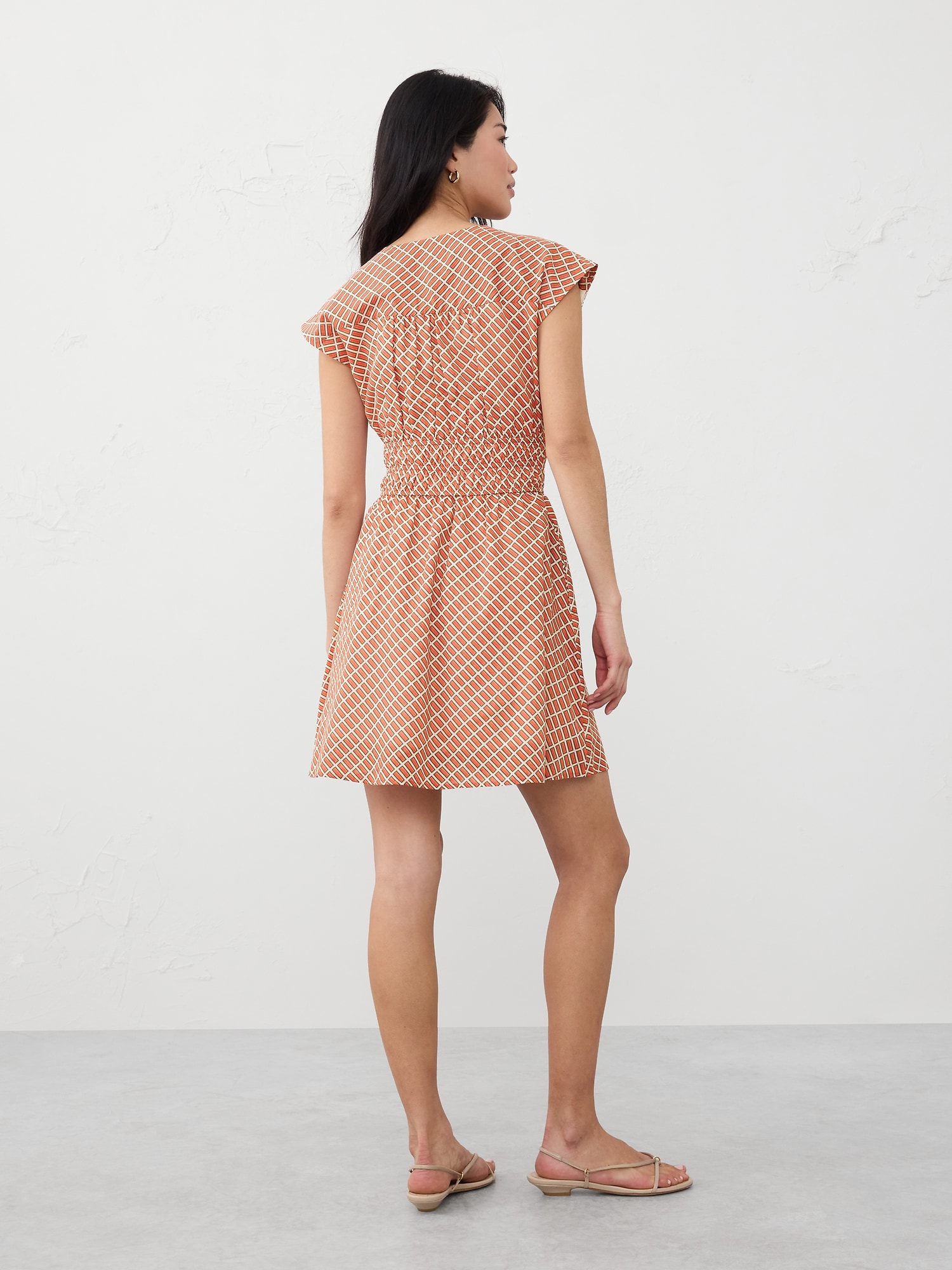 Voile Shirred-Waist Mini Dress