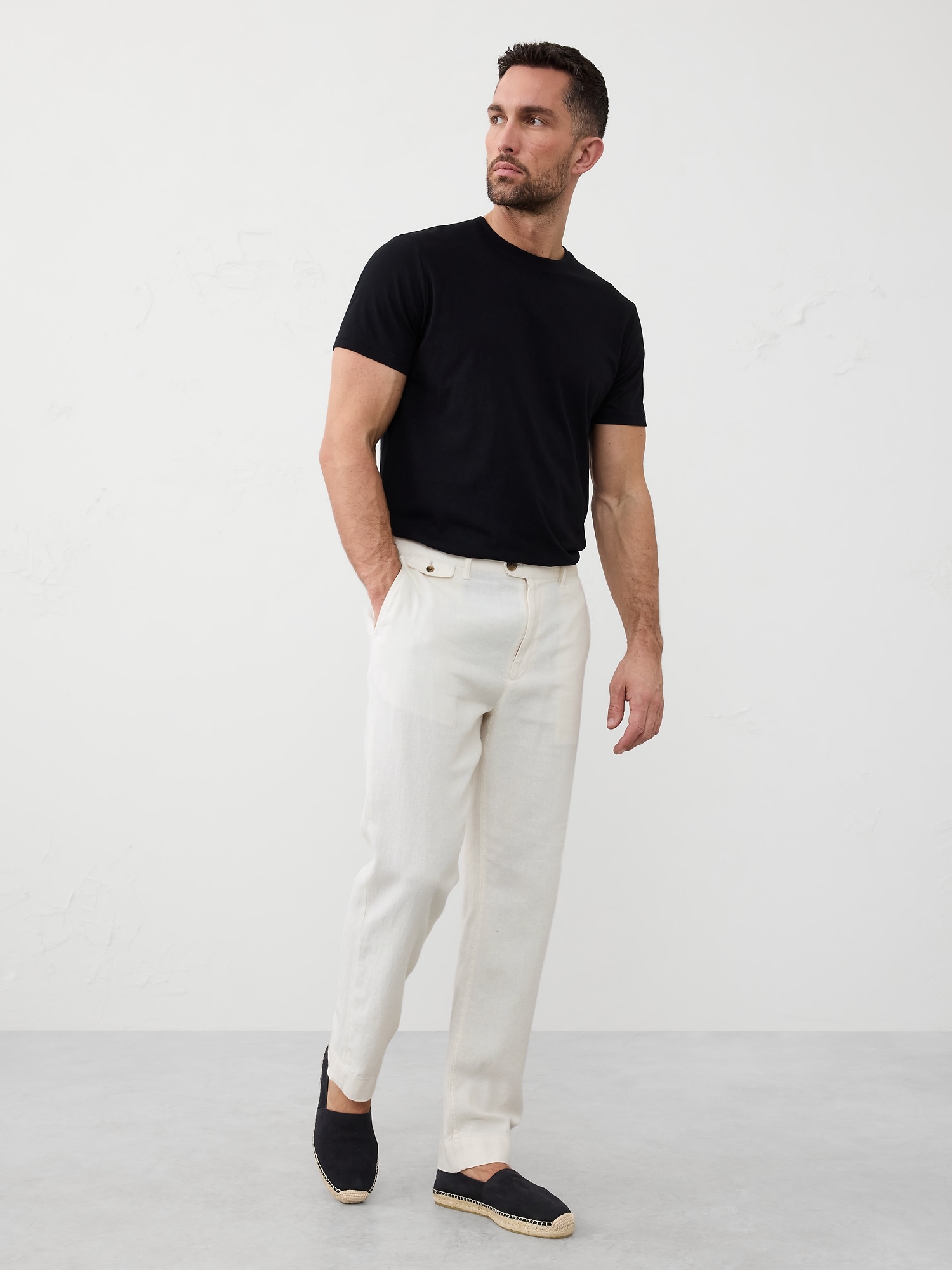 Slim-Straight Linen-Blend Trouser