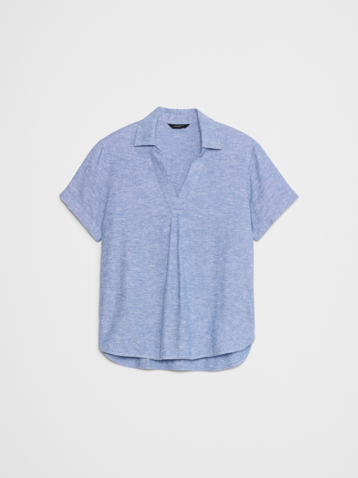 Linen-Blend Collared Top