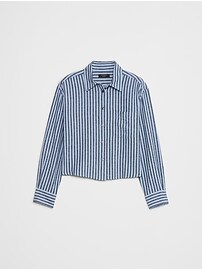 Linen-Blend Cropped Shirt