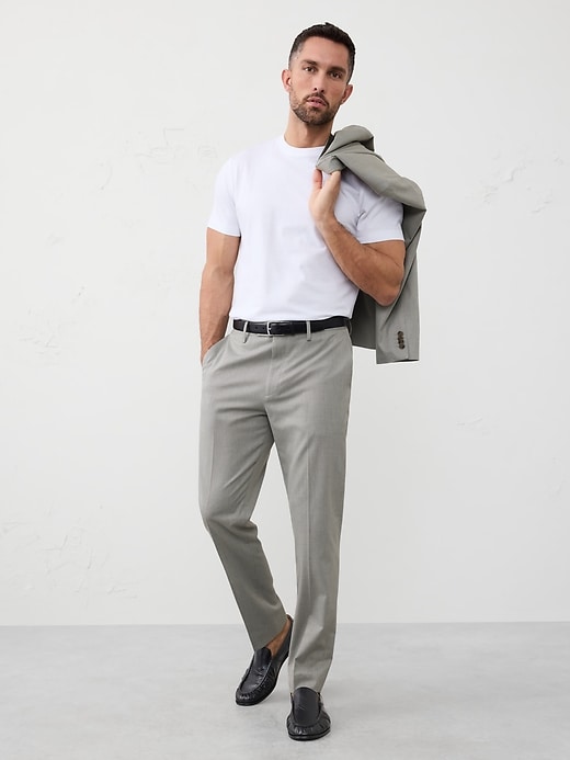 Tailored-Fit Textured Taupe Suit Trouser