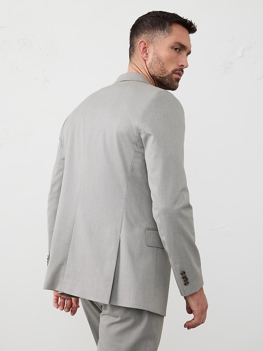 Tailored-Fit Textured Taupe Suit Jacket