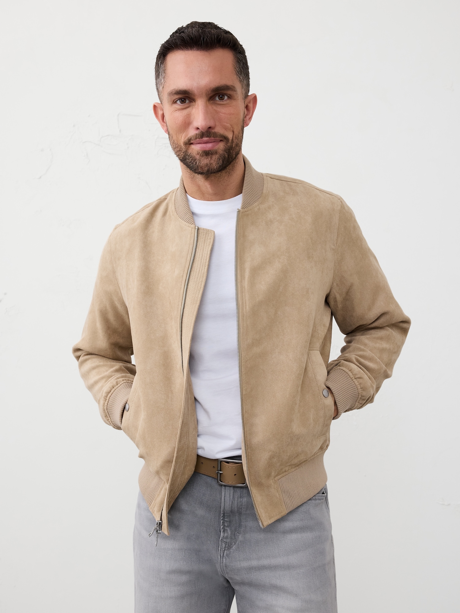 Vegan Suede Bomber - Gray