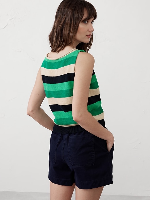 Cropped Boat-Neck Sweater Shell