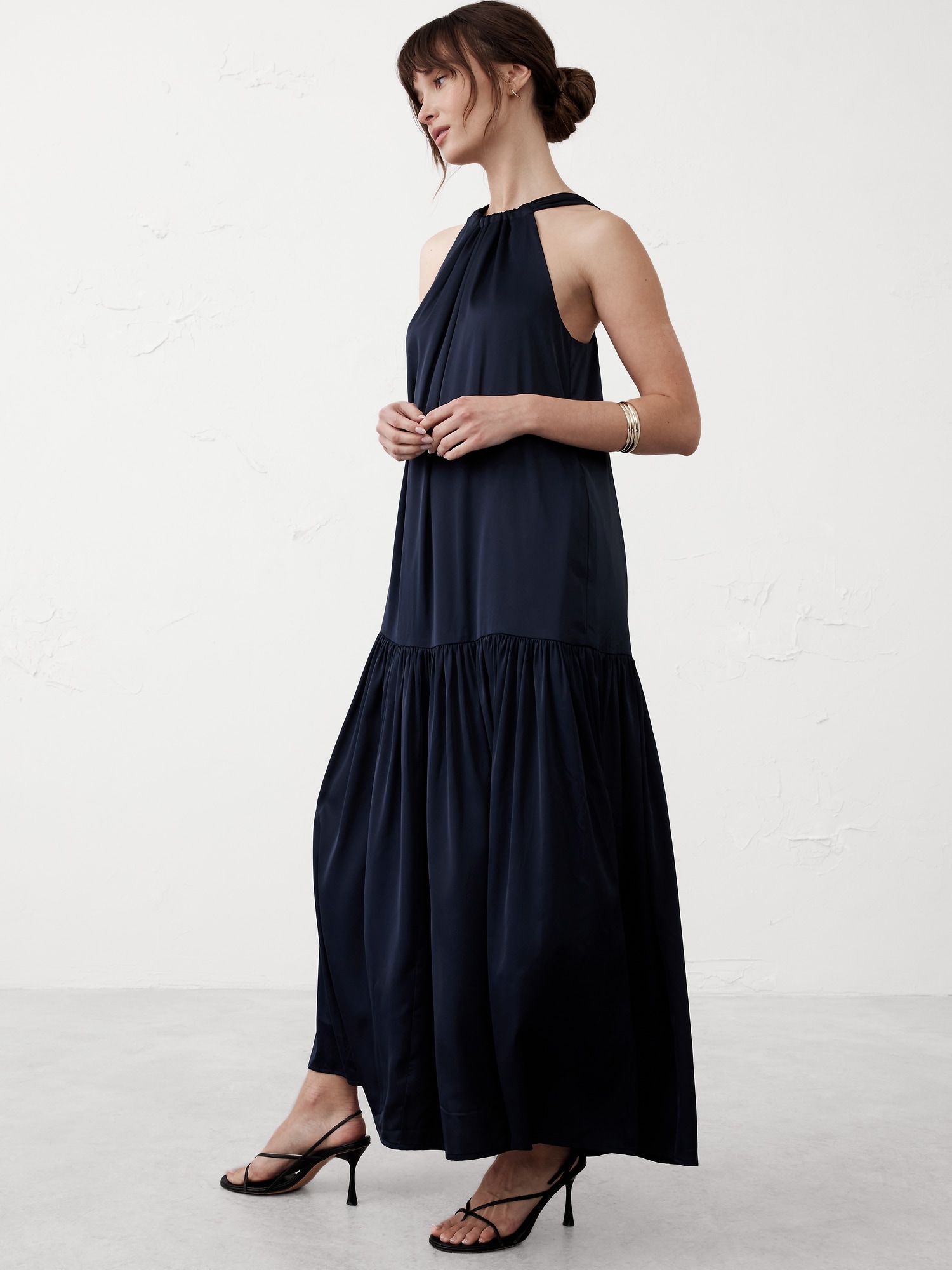 Gathered Halter Maxi Dress