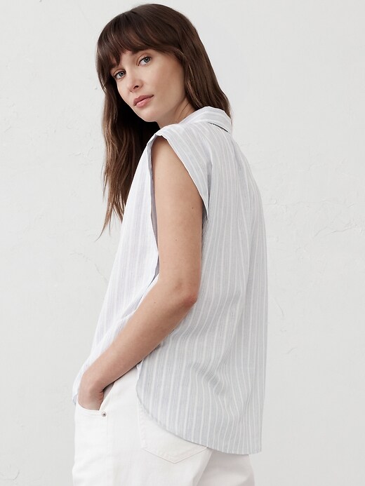 Gathered Striped Shirt