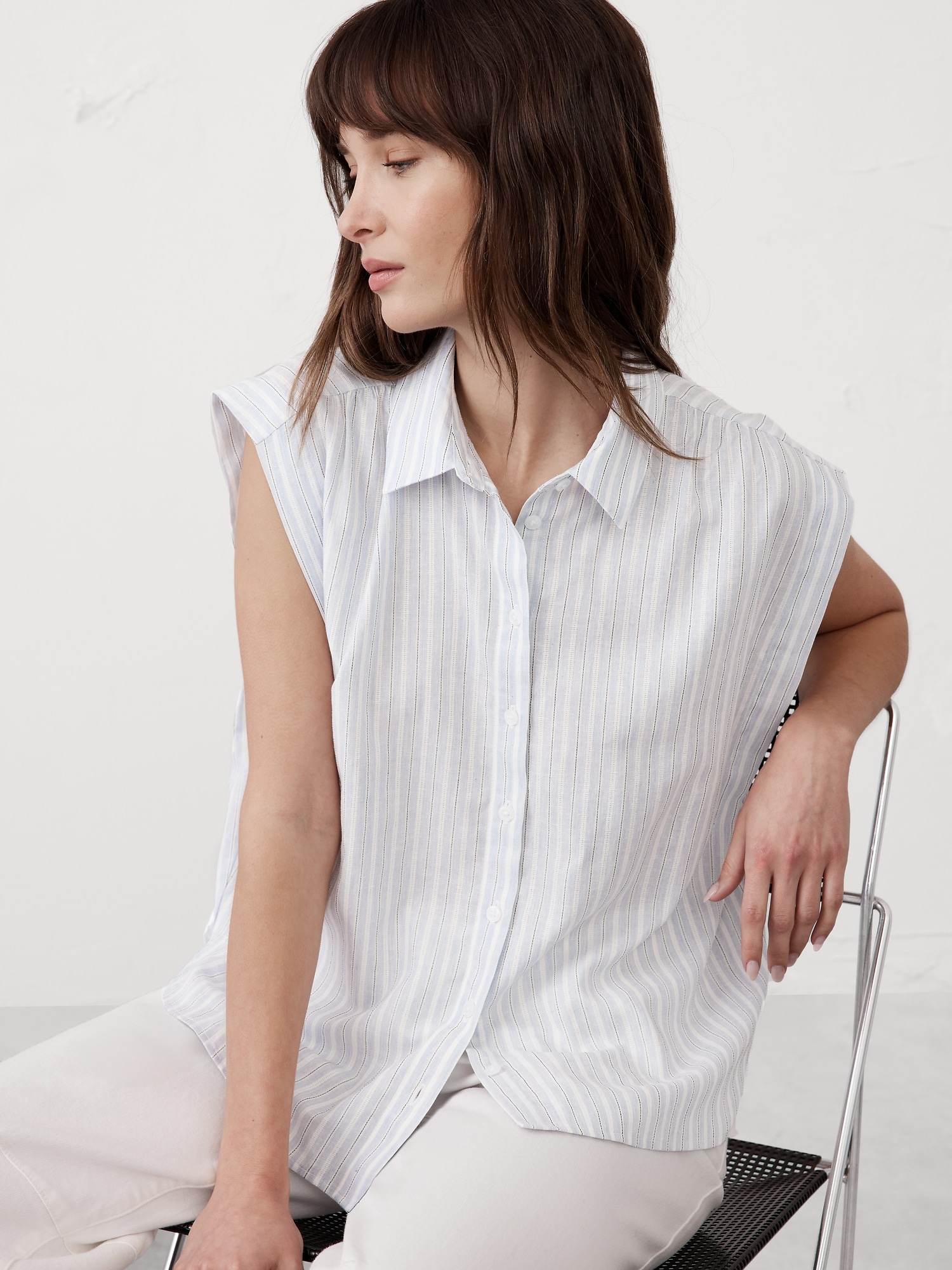 Gathered Striped Shirt