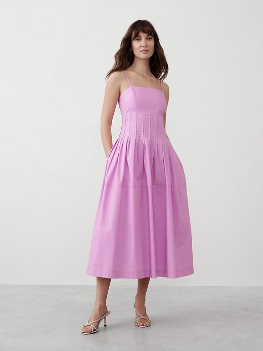 knee length dresses for ladies Banana Republic Red Patterned Pleated Midi Skirt