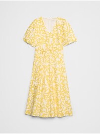 Puff-Sleeve Poplin Midi Dress