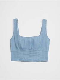 Linen-Blend Square-Neck Bustier