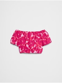 Bubble-Sleeve Cropped Top