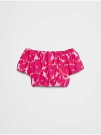 Bubble-Sleeve Cropped Top