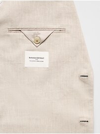 Tailored-Fit Linen-Blend Stone Glen Plaid Suit Jacket