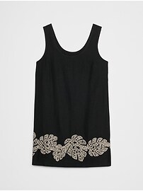 Embroidered Scoop-Neck Mini Dress