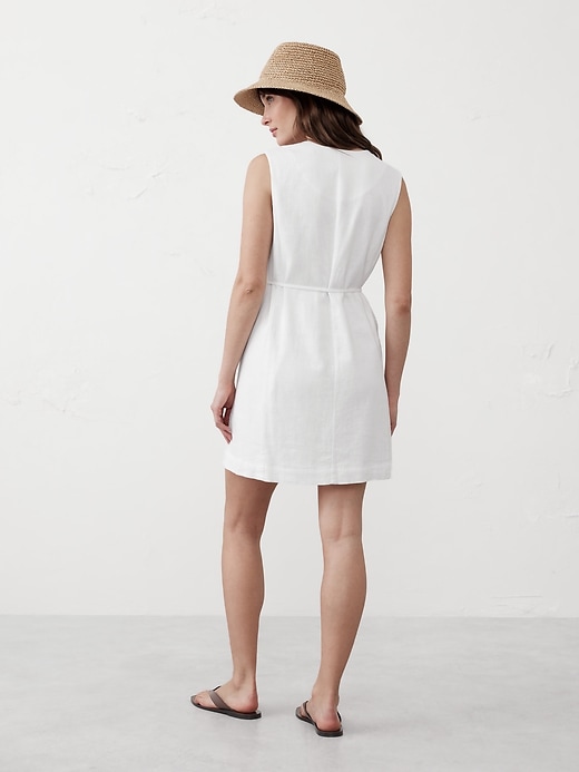 Linen-Blend Button-Front Mini Dress
