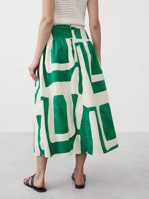 Poplin Dropped-Waist Maxi Skirt