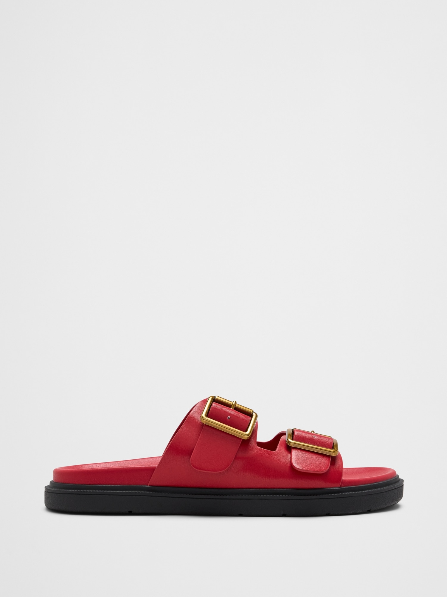 Double Strap Buckle Sandal - Red