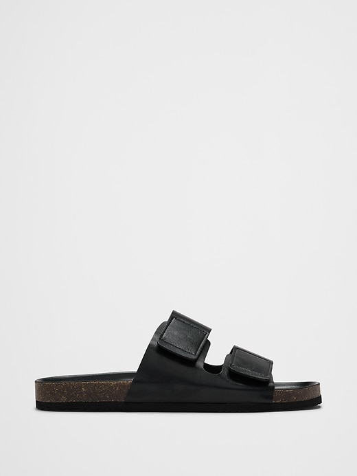 サンダル・ミュール Vegan leather double strap sandals black Vegan Leather Double Strap Sandal | Banana Republic Factory