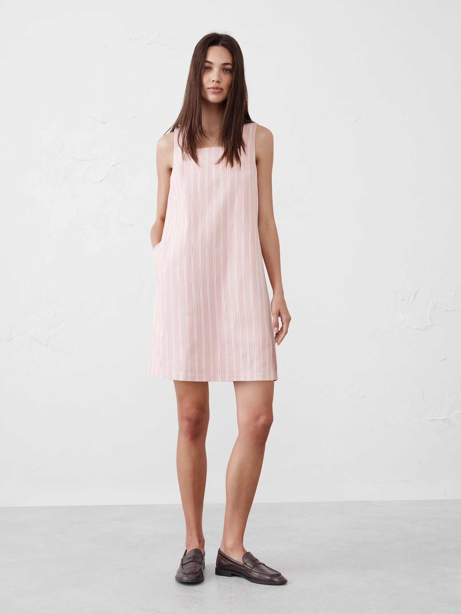 Square-Neck Mini Shift Dress