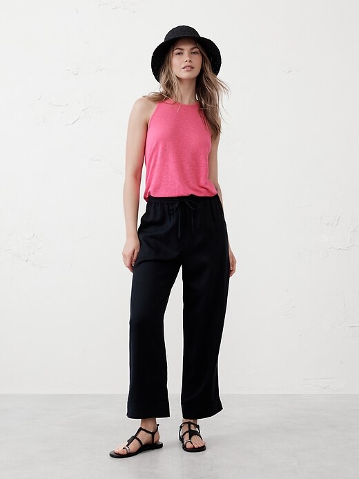Linen-Blend Racer-Back Tank