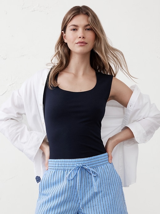 Scoop-Neck Soft Stretch Top