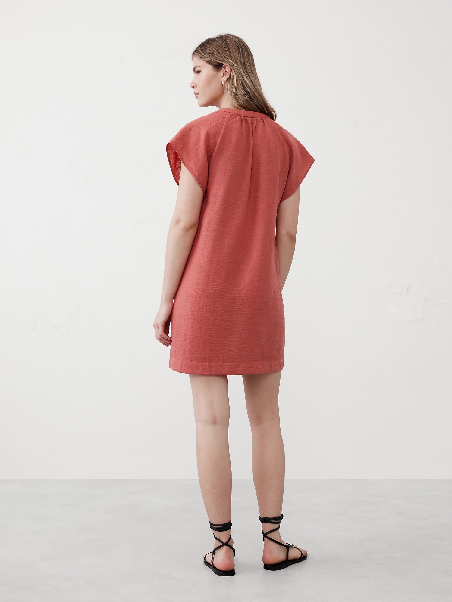Gathered-Neck Mini Dress