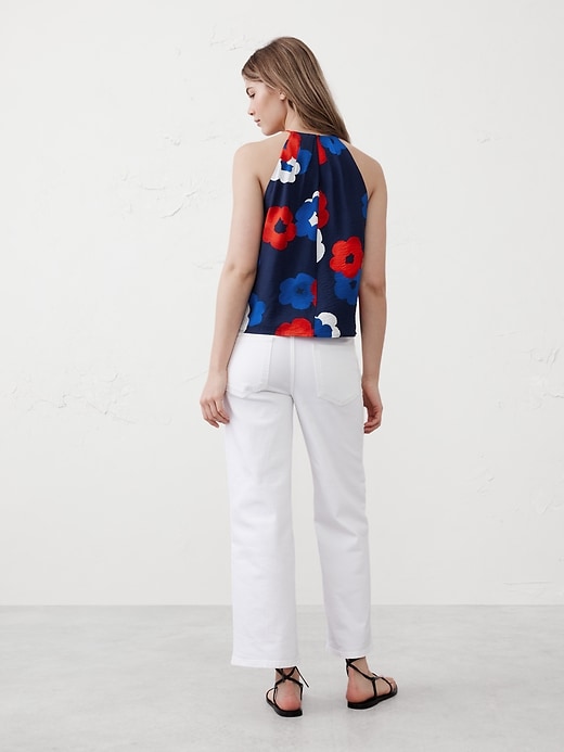 Cut-In Pleated Halter Top