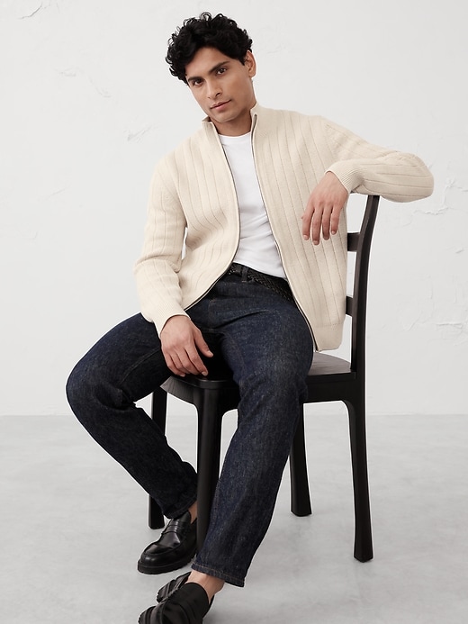 Wide-Ribbed Sweater Jacket