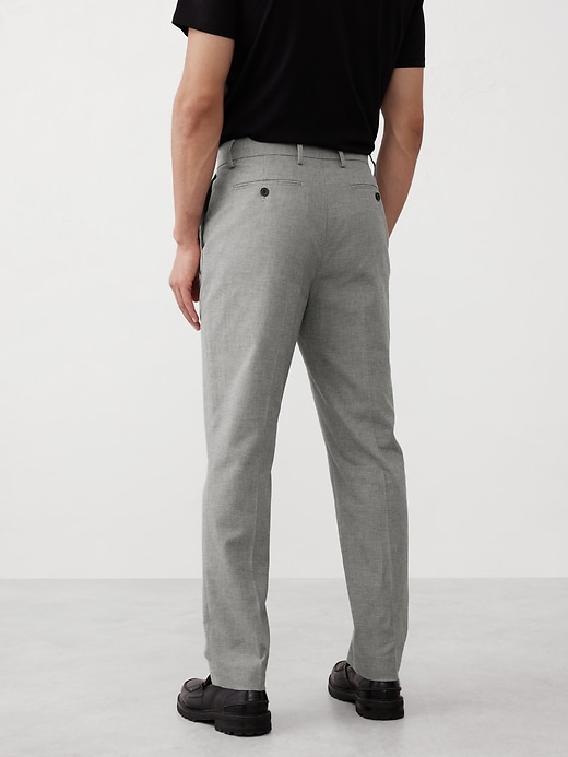 Tailored-Fit Linen-Blend Grey Mini Houndstooth Suit Trouser