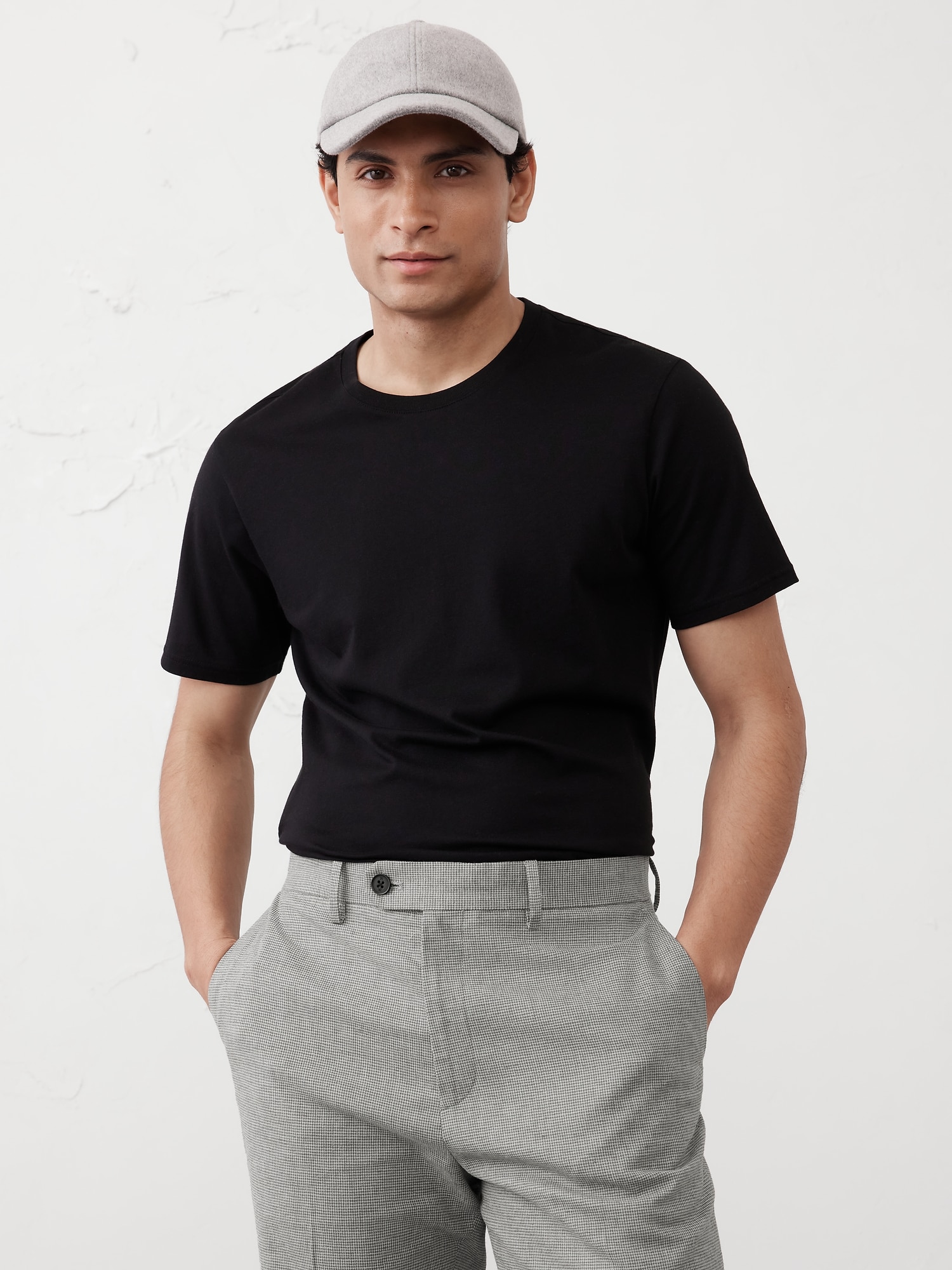 Tailored-Fit Linen-Blend Grey Mini Houndstooth Suit Trouser