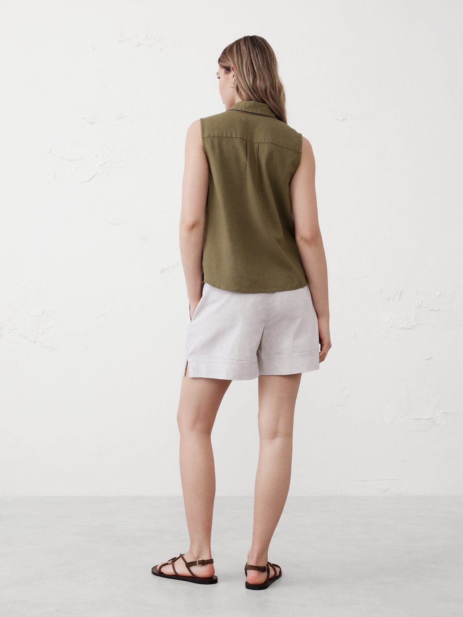 Linen-Blend Pocket Shirt