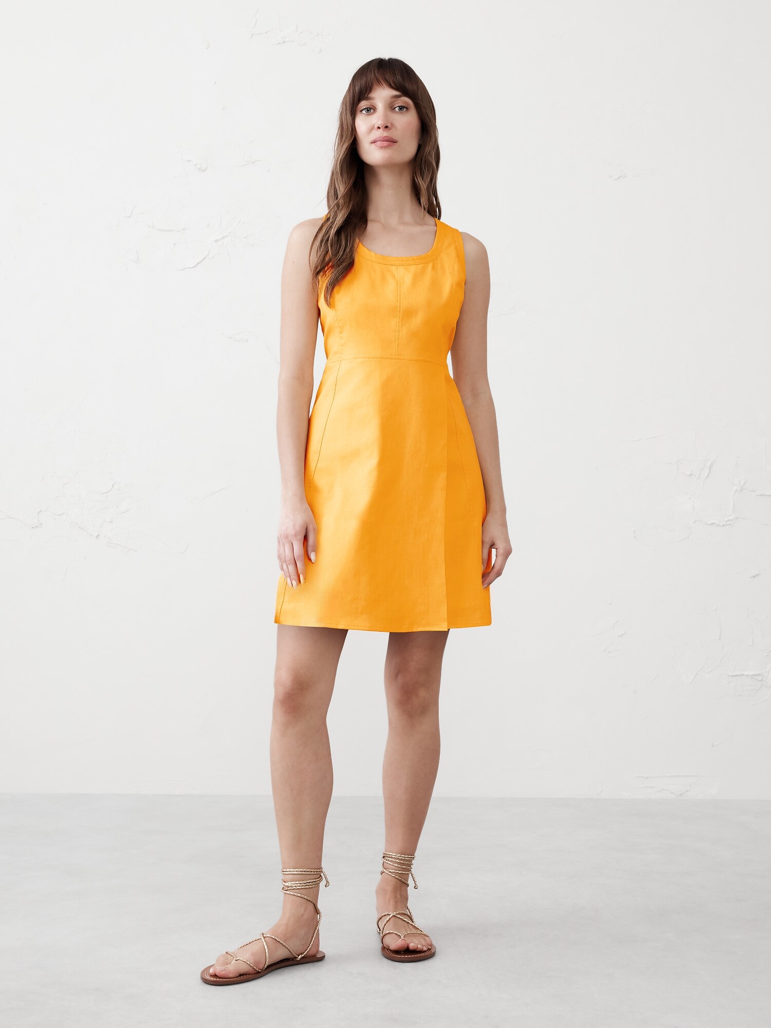 Seamed Scoop-Neck Mini Dress
