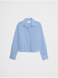 Linen-Blend Cropped Shirt