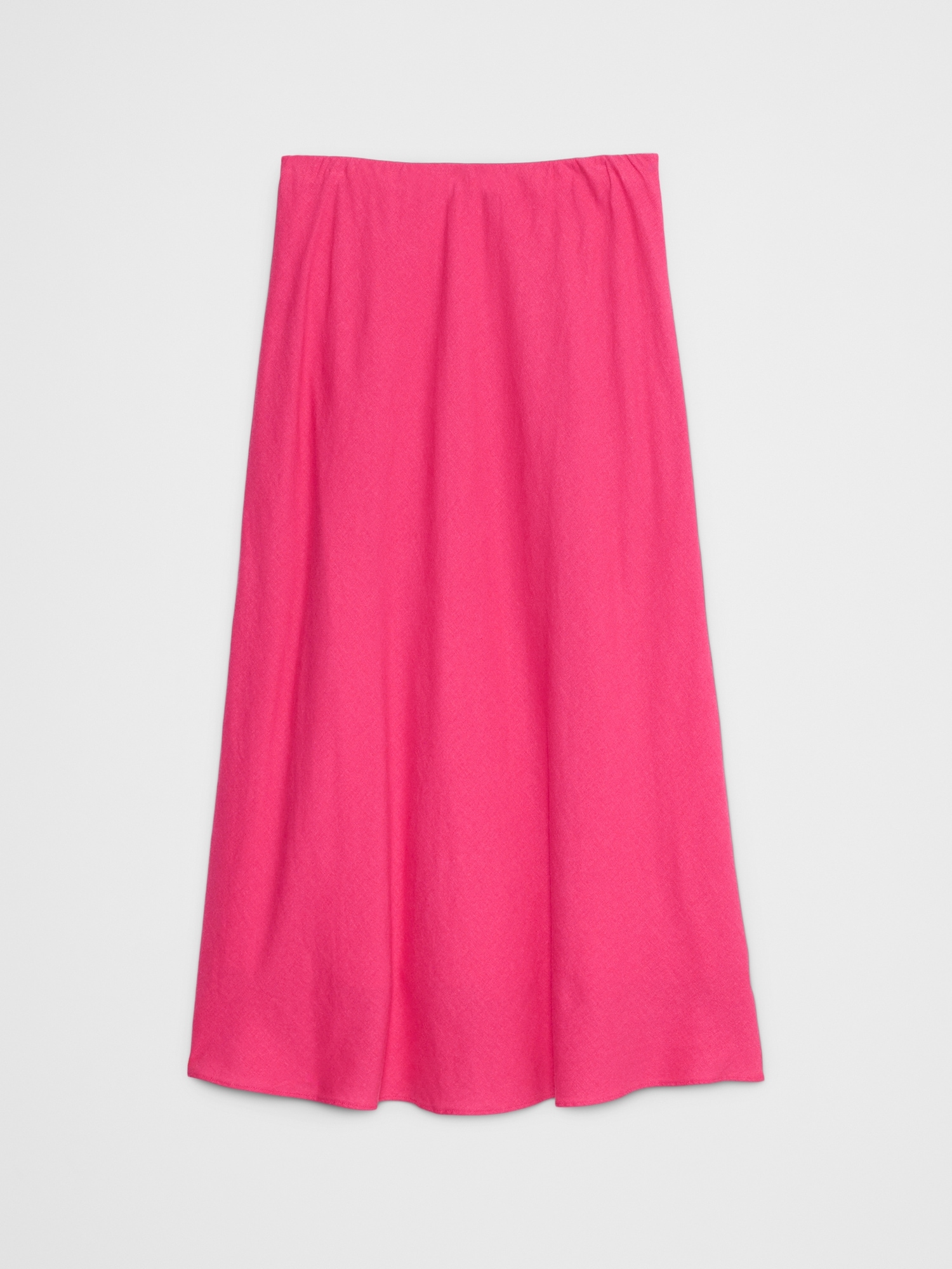 Linen-Blend Midi Slip Skirt