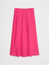 Linen-Blend Midi Slip Skirt