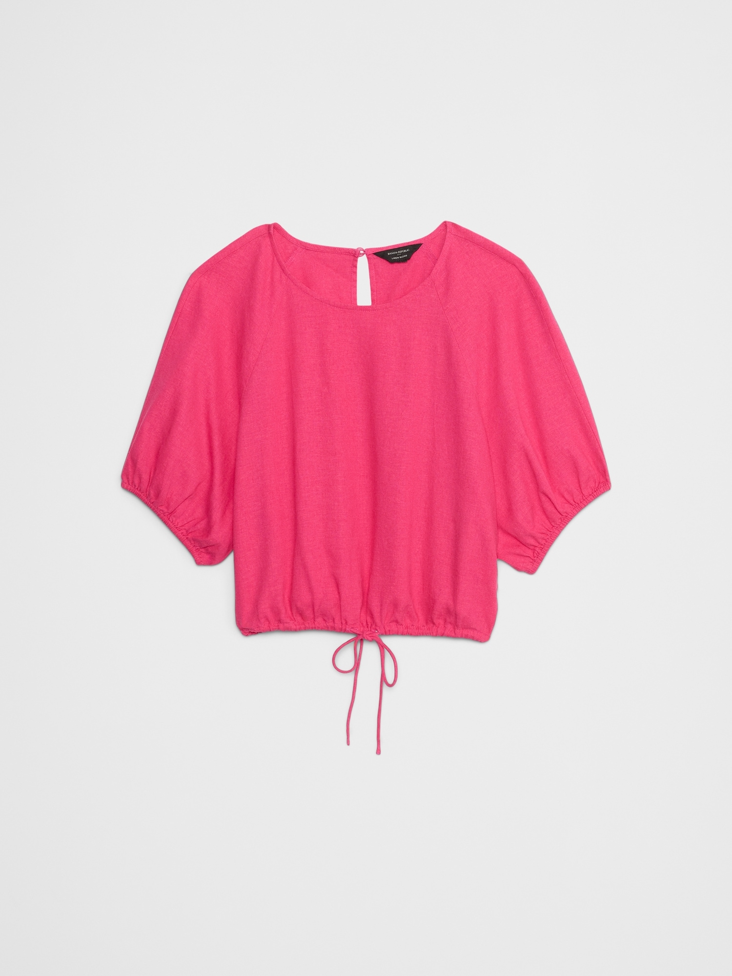 Linen-Blend Tie-Hem Top