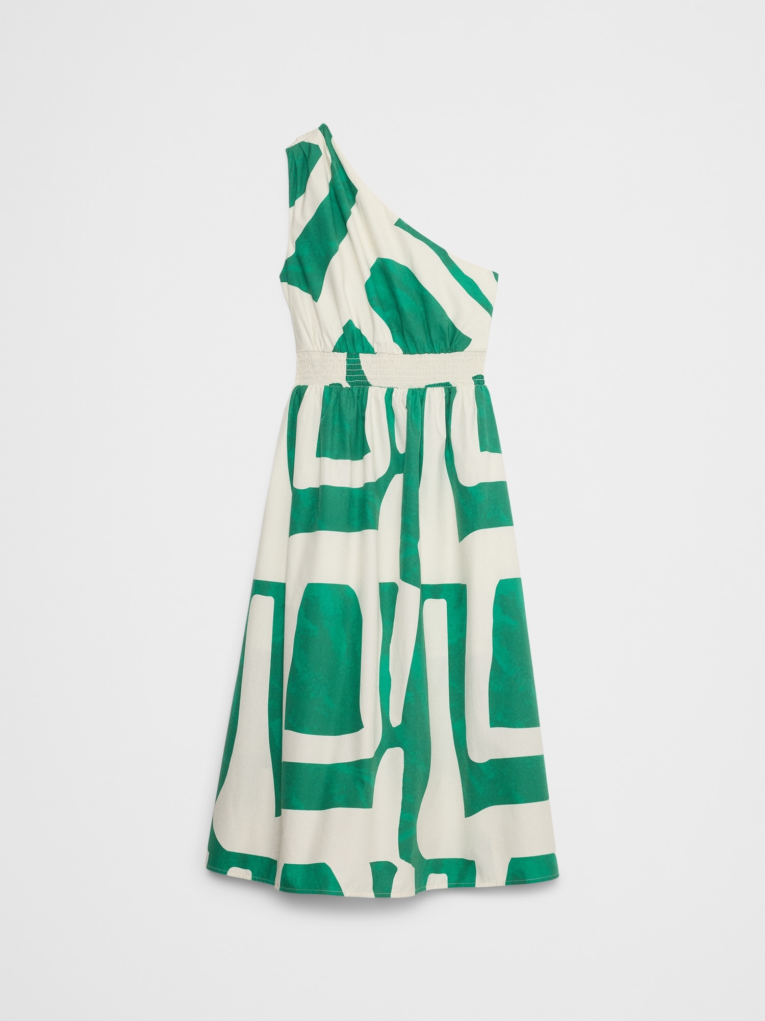 One-Shoulder Poplin Midi Dress