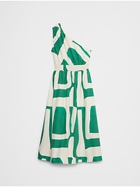One-Shoulder Poplin Midi Dress