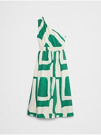One-Shoulder Poplin Midi Dress