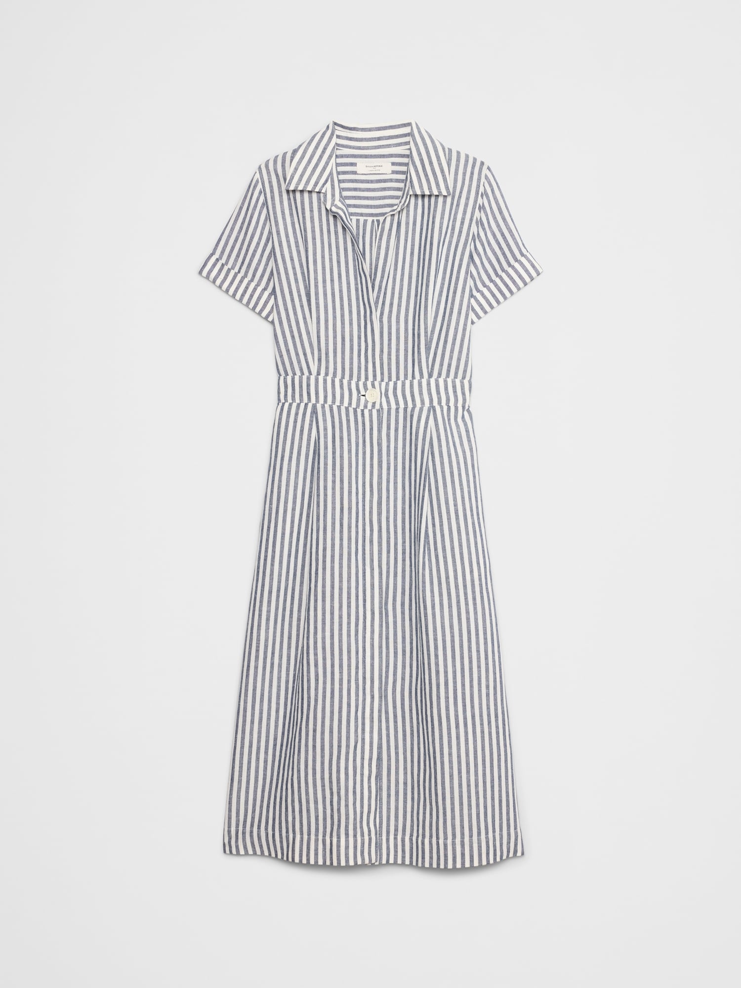 Linen-Blend Midi Shirtdress