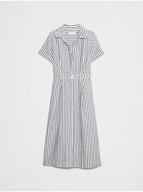 Linen-Blend Midi Shirtdress