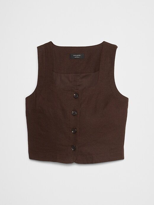 Linen-Blend Buttoned Top