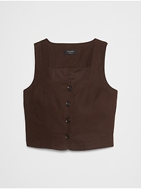 Linen-Blend Buttoned Top