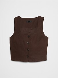 Linen-Blend Buttoned Top