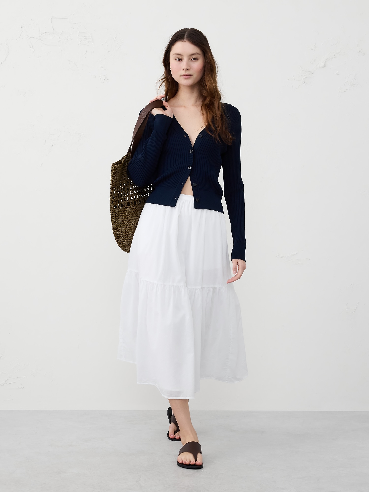 Voile Tiered Midi Skirt