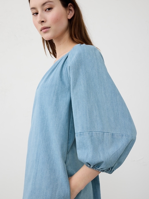 Eyelet Puff-Sleeve Mini Dress