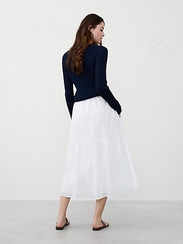 Voile Tiered Midi Skirt | Banana Republic Factory