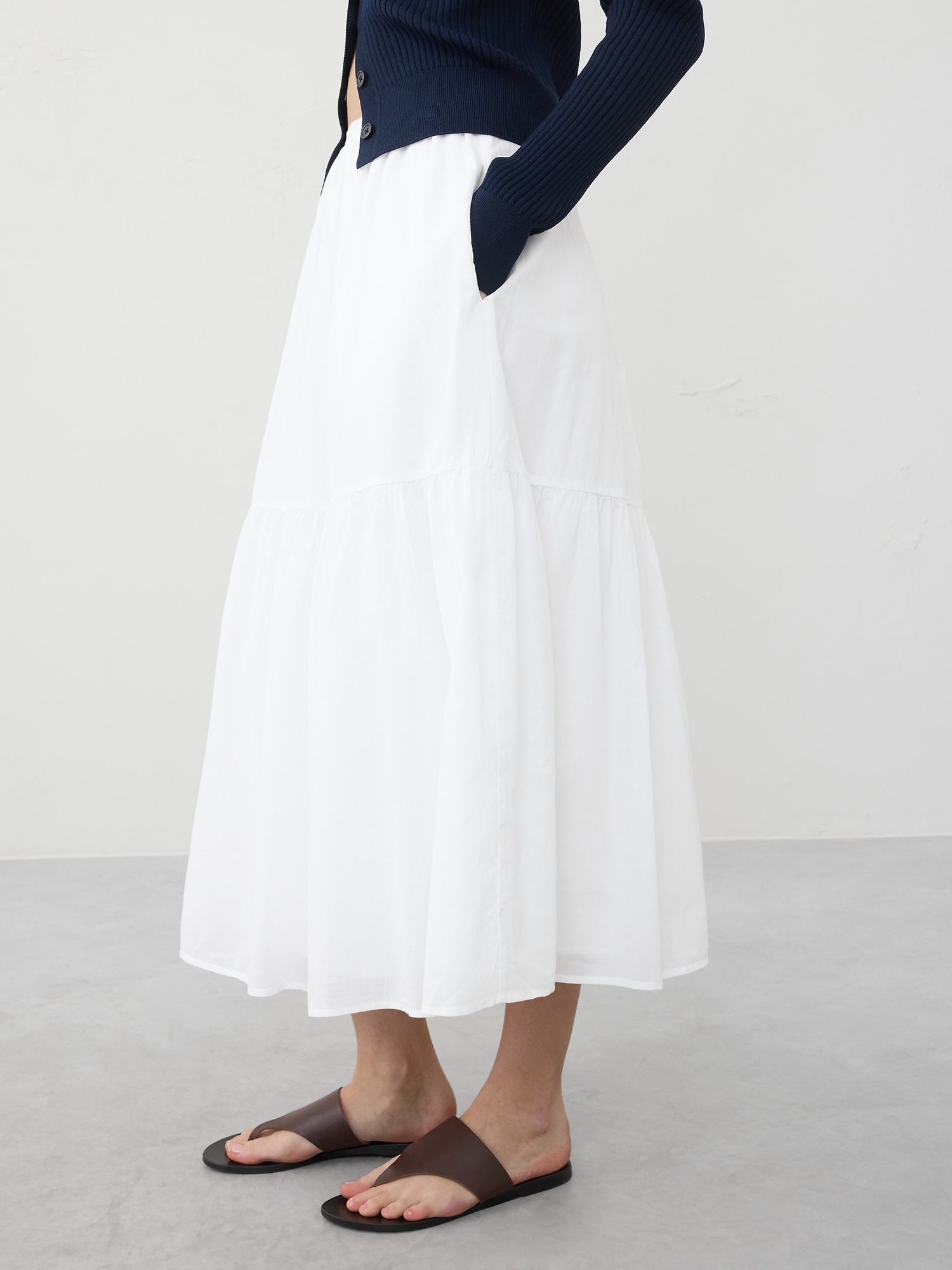 Voile Tiered Midi Skirt